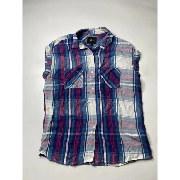 RAILS Women’s S Sleevless Paid Shirt RAILS BRITT Shirt Designer Sleeveless Top - Picture 1 of 6